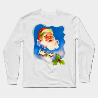 Santa over snowy landscape Long Sleeve T-Shirt